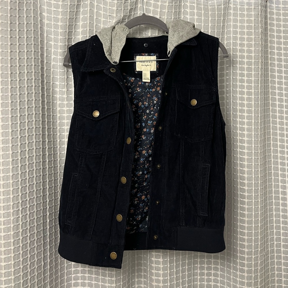 Forever 21 Navy Corduroy Vest